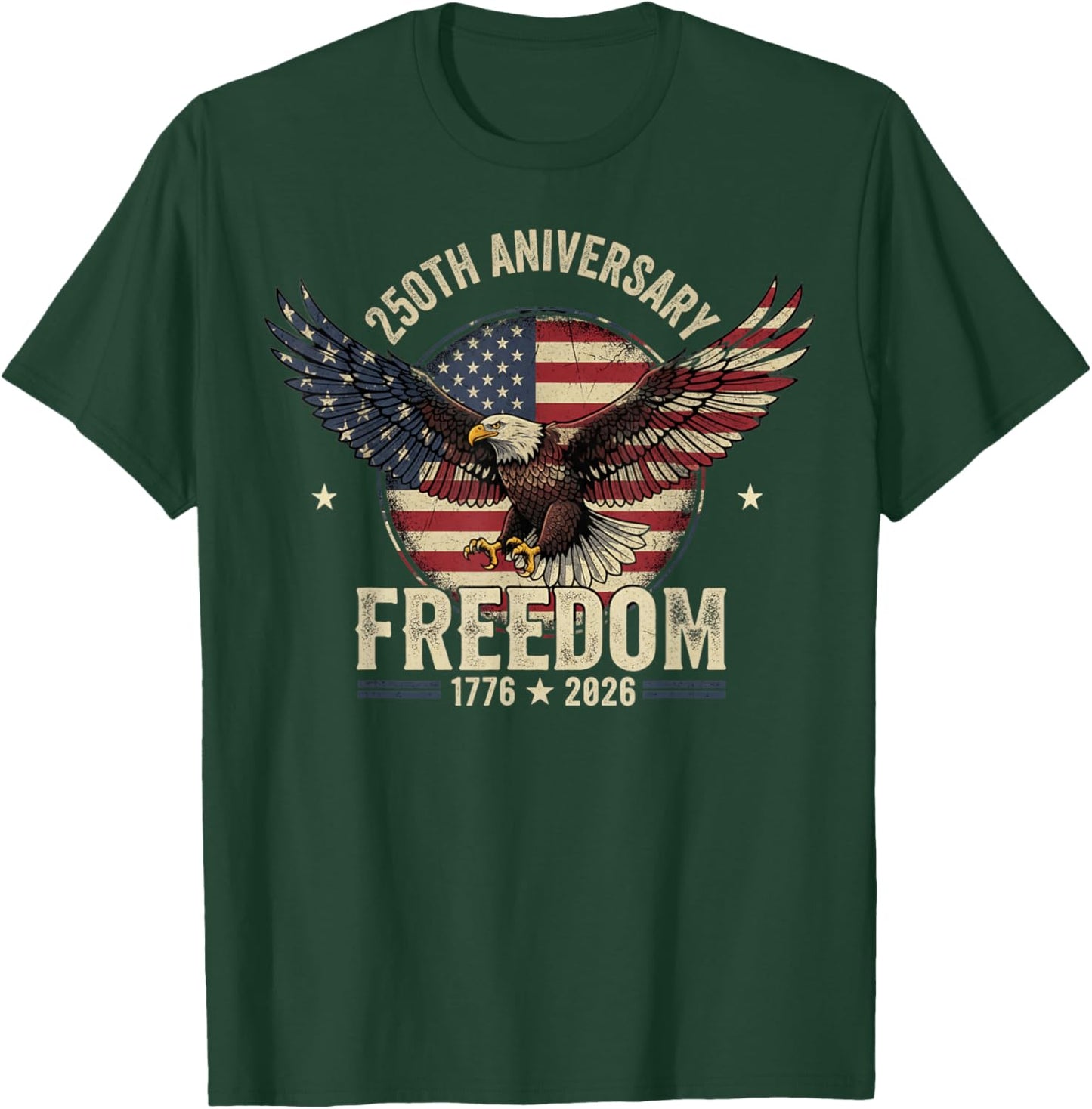 4th of July American Flag Patriotic USA 2026 T-Shirt - T-Shirt | Forest