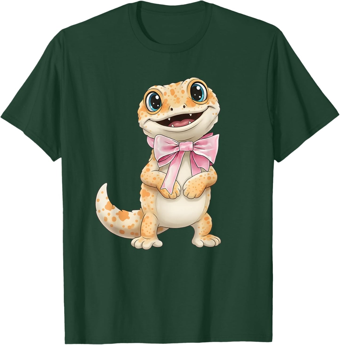 Coquette Gecko with Pink Ribbon Bow Funny Girls Valentine T-Shirt - T-Shirt | Forest