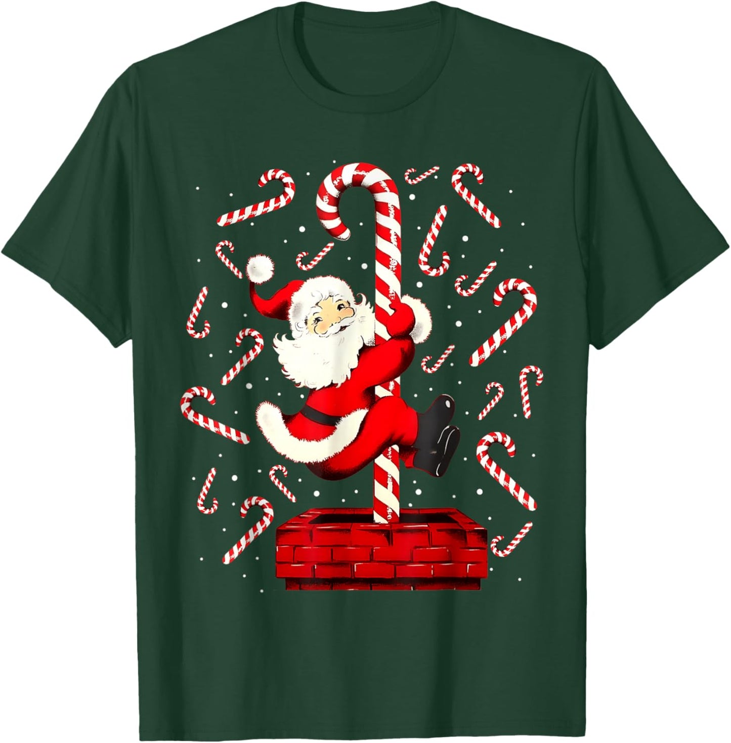 Candy Cane Christmas Santa Funny Lights Xmas Men Women Kids T-Shirt - T-Shirt | Forest