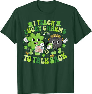 I Teach Lucky Charms to Talk Back SLP AAC St Patrick Day T-Shirt - T-Shirt | Forest
