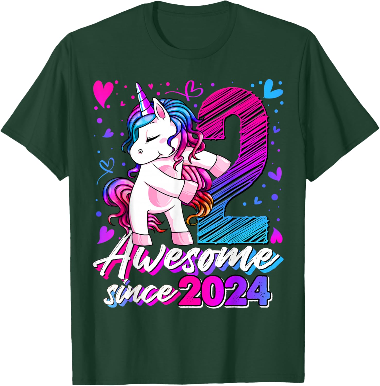 2nd Birthday Shirt Girl 2 Year Old Gifts 2 Birthday Girl T-Shirt - T-Shirt | Forest