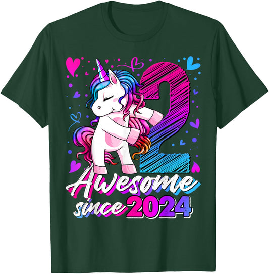 2nd Birthday Shirt Girl 2 Year Old Gifts 2 Birthday Girl T-Shirt - T-Shirt | Forest