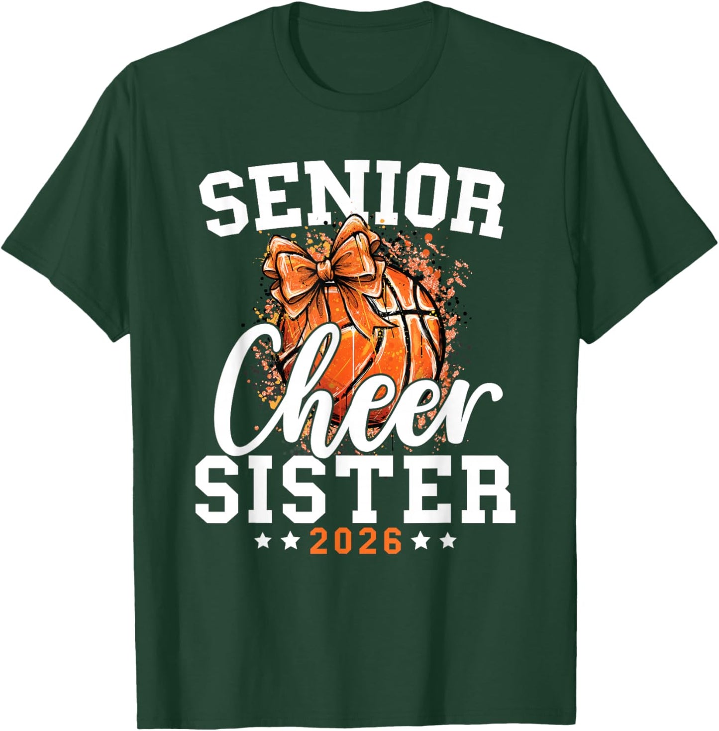 Loud Proud Basketball Cheer Senior Sister 2026 Cheerleading T-Shirt - T-Shirt | Forest