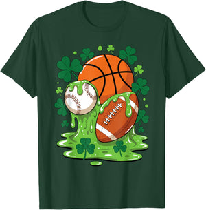 St Patricks Day Ice Cream Drip Baseball Football Basketball T-Shirt - T-Shirt | Forest