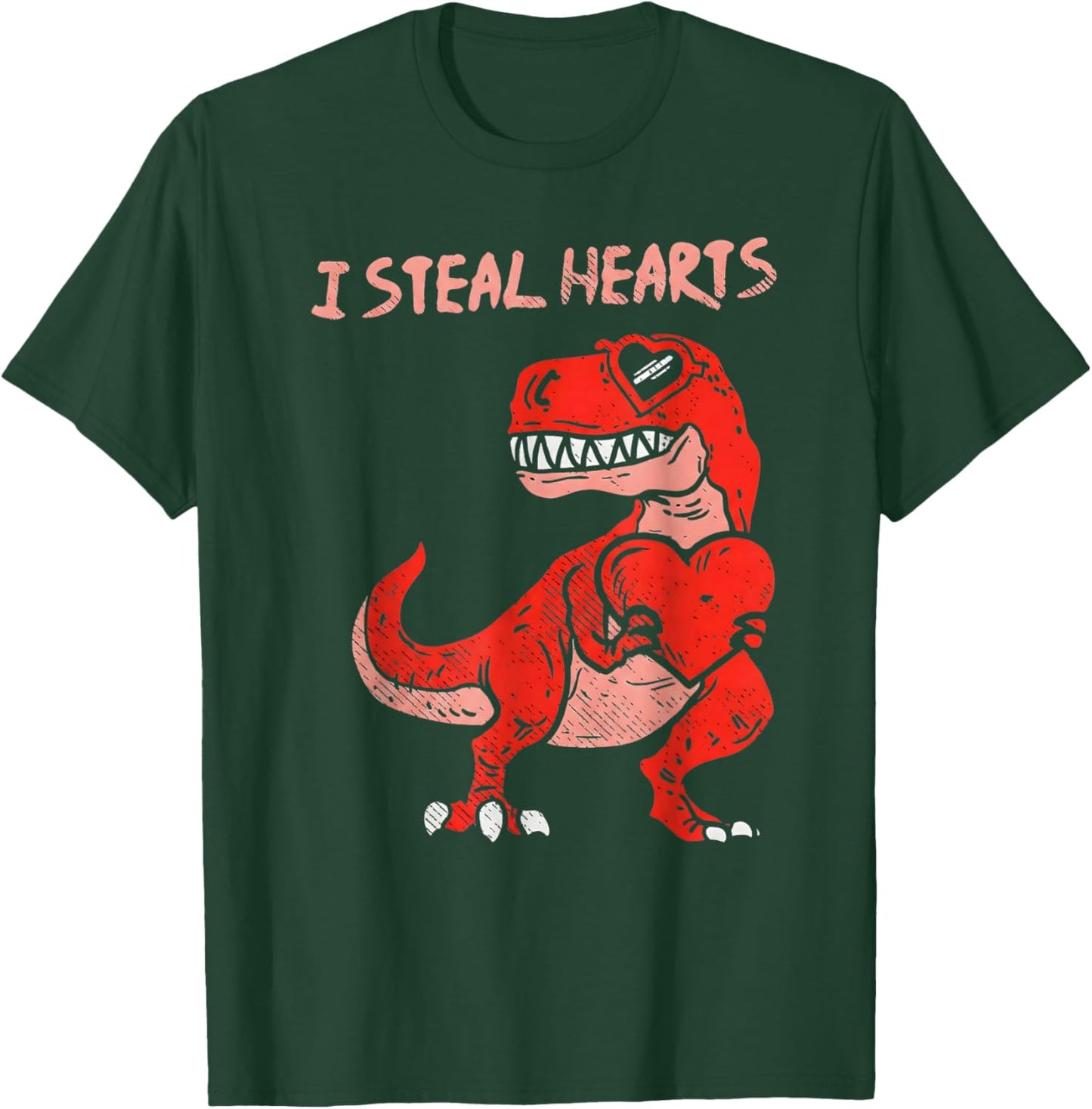 I Steal Hearts Dinosaur Trex Dino Love Valentines T-Shirt - T-Shirt | Forest