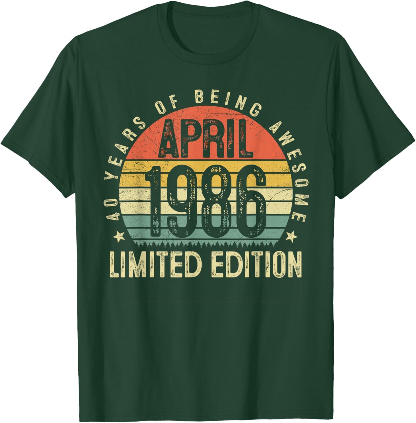 40 Year Old Vintage April 1986 Retro 40th Birthday Men Him T-Shirt - T-Shirt | Forest