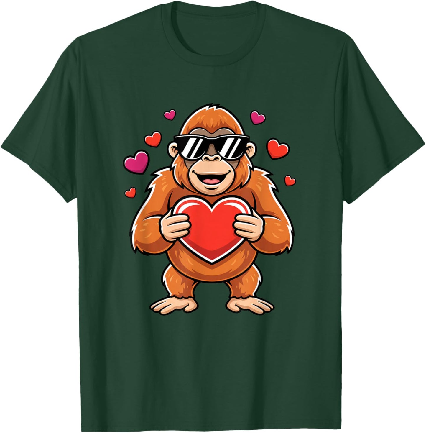 Cool Gorilla Holding Heart Valentine Ape Kids Boys Cute Love T-Shirt - T-Shirt | Forest