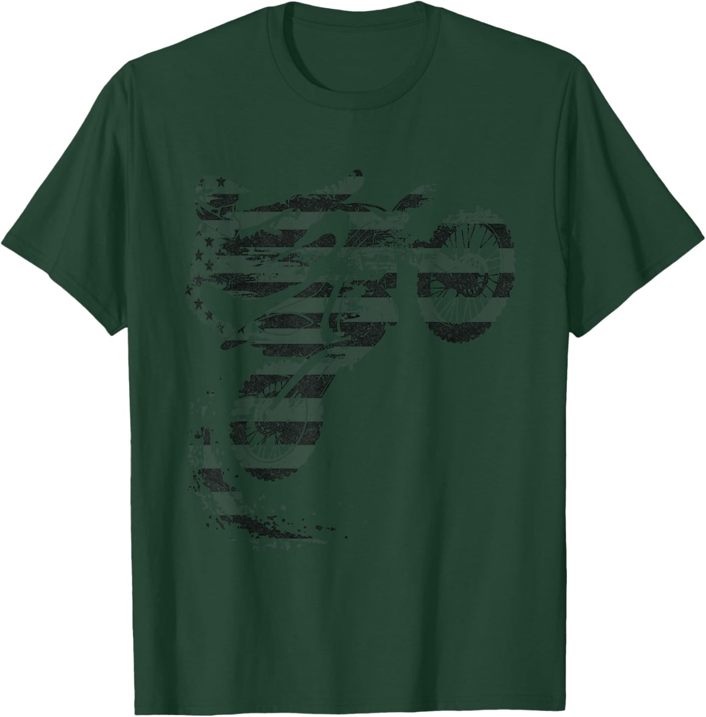 Dirt Bike American Flag Backflip Motocross Enduro T-Shirt - T-Shirt | Forest
