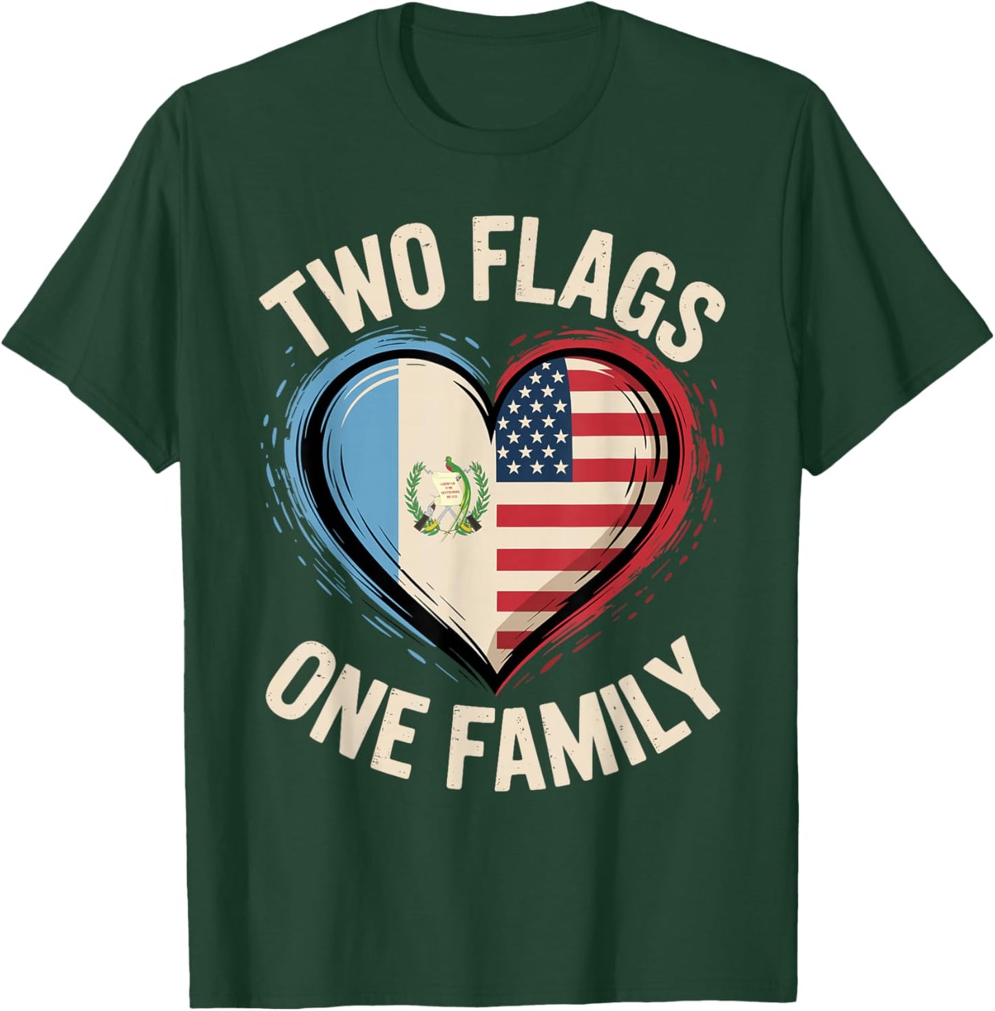 Two Flags One Family American Guatemalan USA America T-Shirt - T-Shirt | Forest