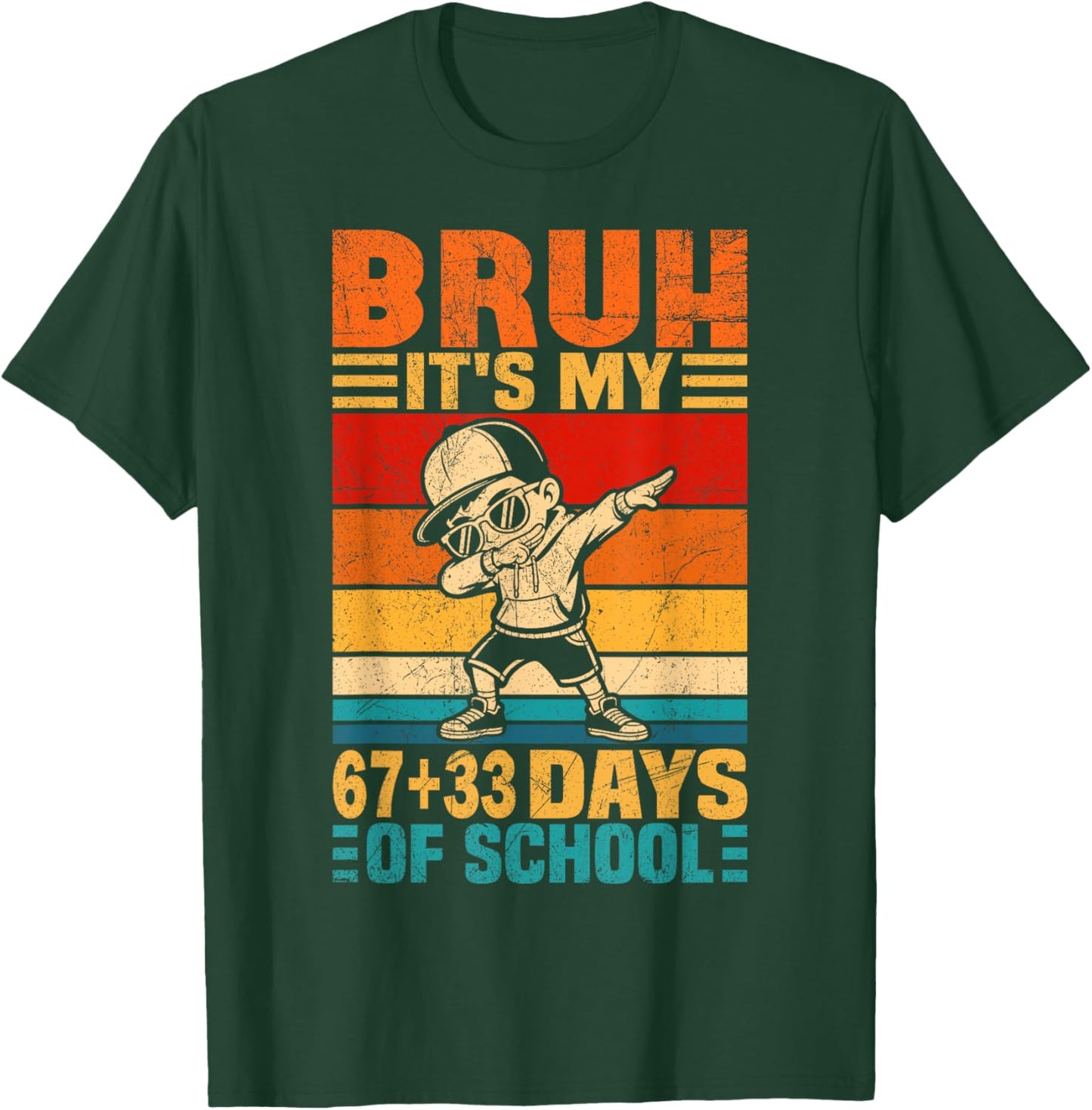 100 Days of School Boys Kids Bruh 67 33 100th Day of School T-Shirt - T-Shirt | Forest