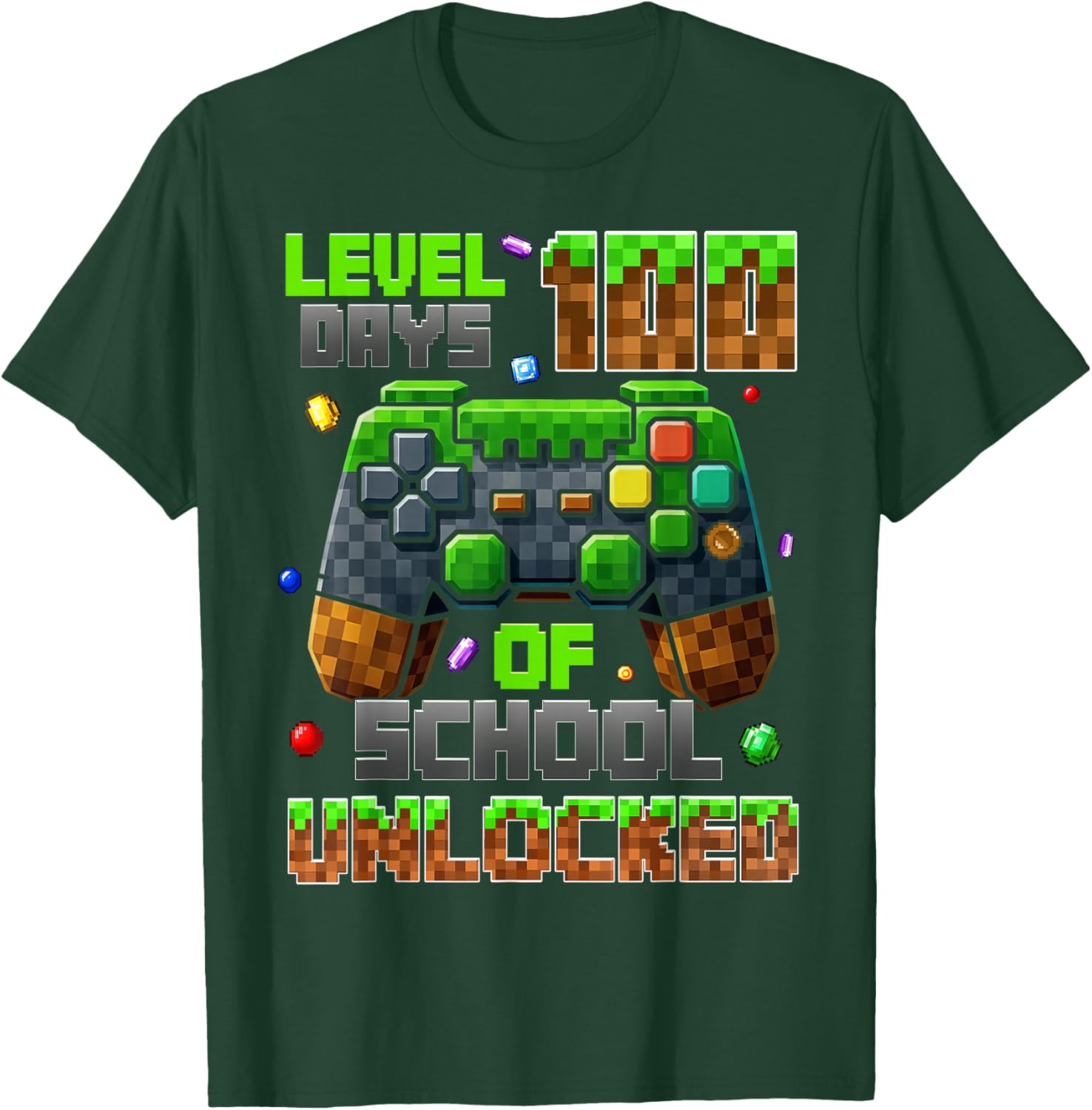 Level 100th Day of School Unlocked Gaming Video Games Boys T-Shirt - T-Shirt | Forest