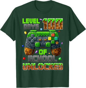 Level 100th Day of School Unlocked Gaming Video Games Boys T-Shirt - T-Shirt | Forest