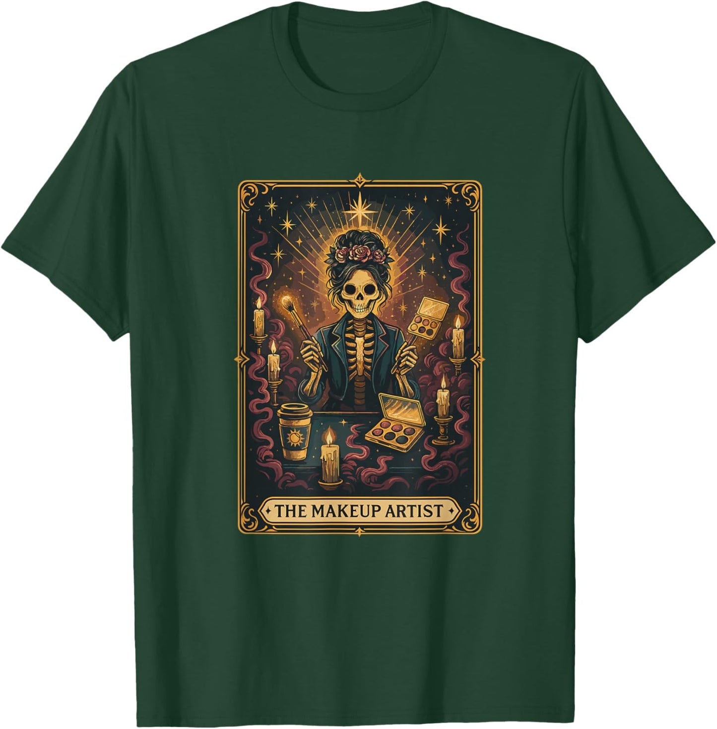 Halloween Skull Tarot Card The Makeup Artist T-Shirt - T-Shirt | Forest