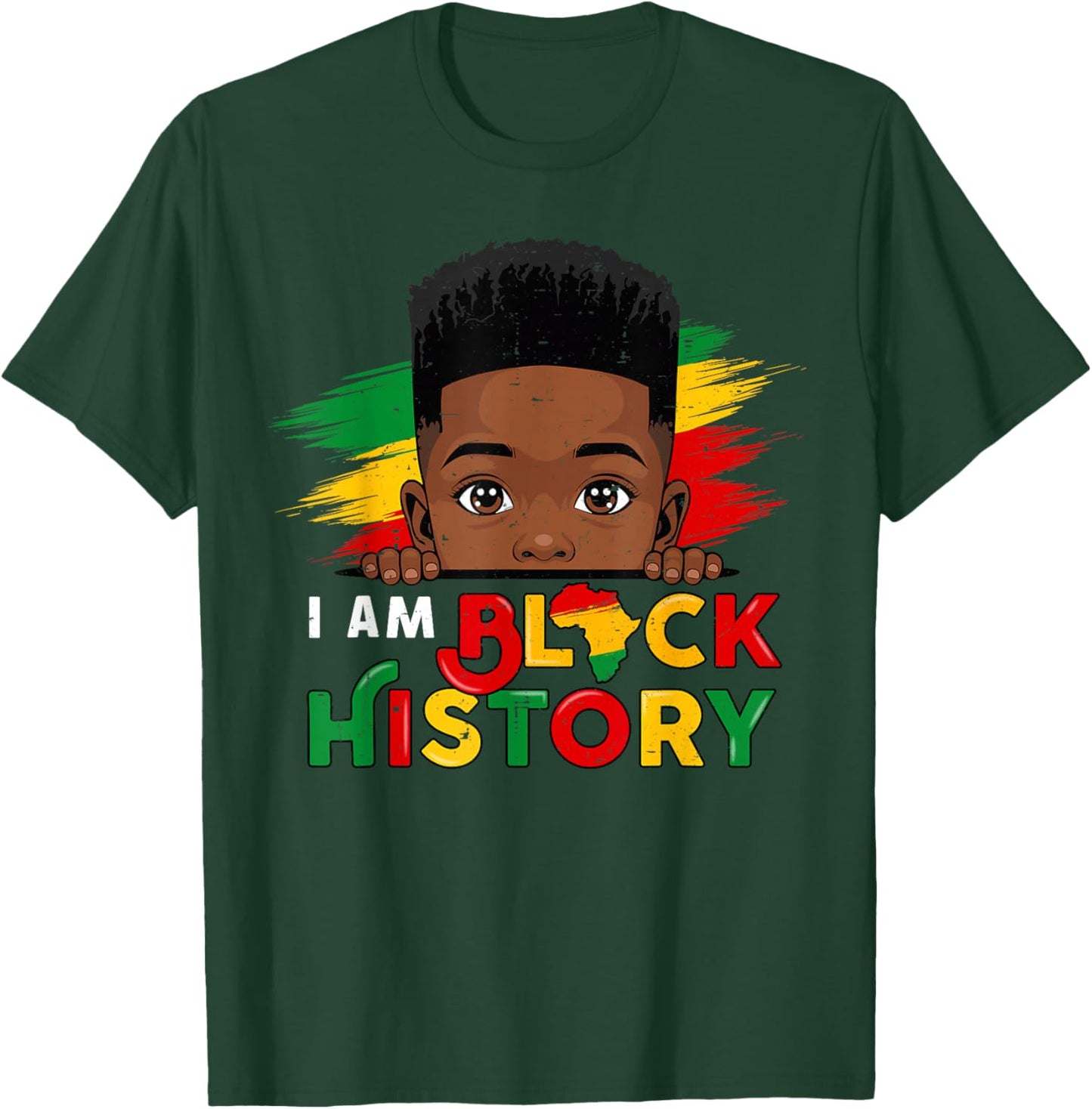 I Am Black History African Boys Black History Month Kids T-Shirt - T-Shirt | Forest