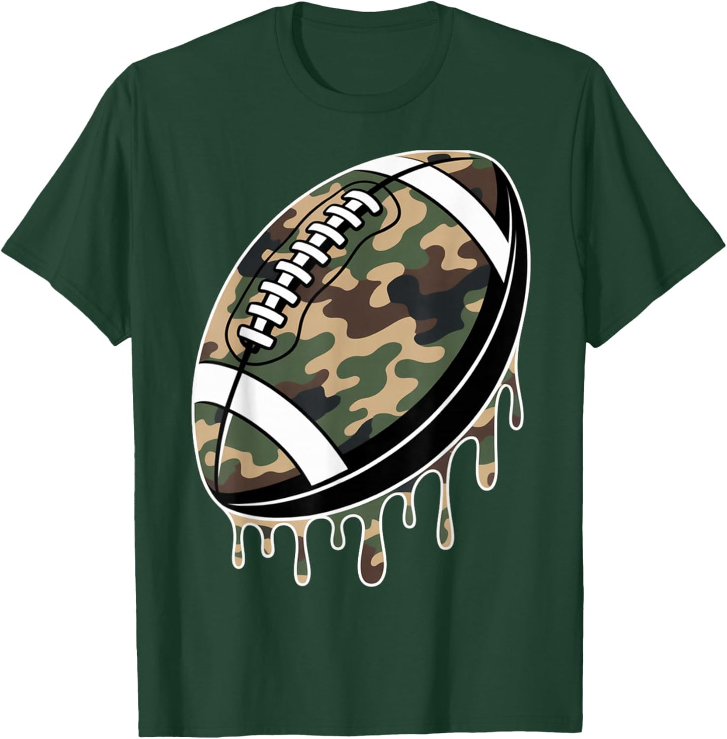 Camo American Football Drip Camouflage Coquette Sport T-Shirt - T-Shirt | Forest