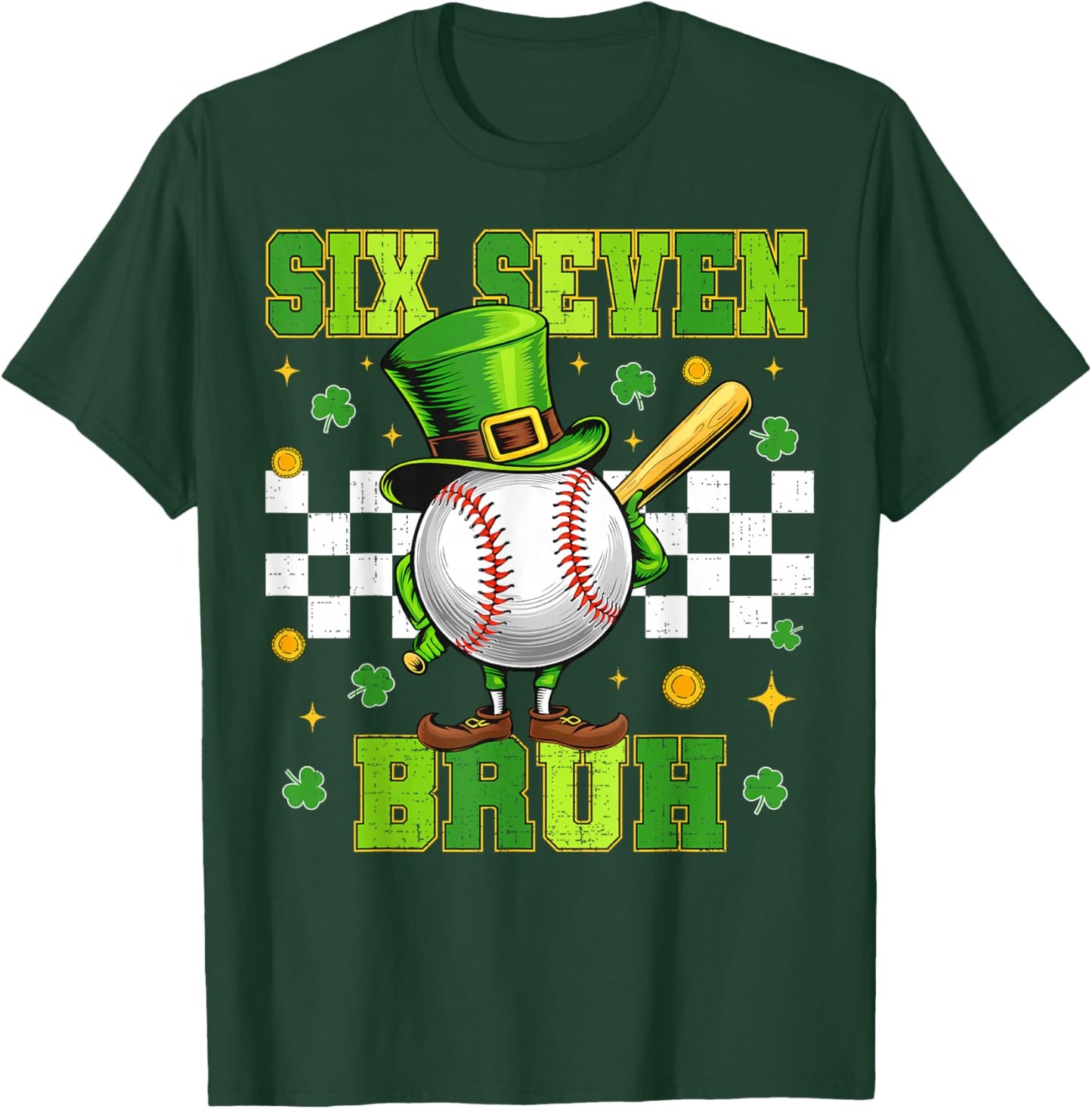 67 Bruh St Patricks Day Six Seven Meme Baseball Boys Kids T-Shirt - T-Shirt | Forest