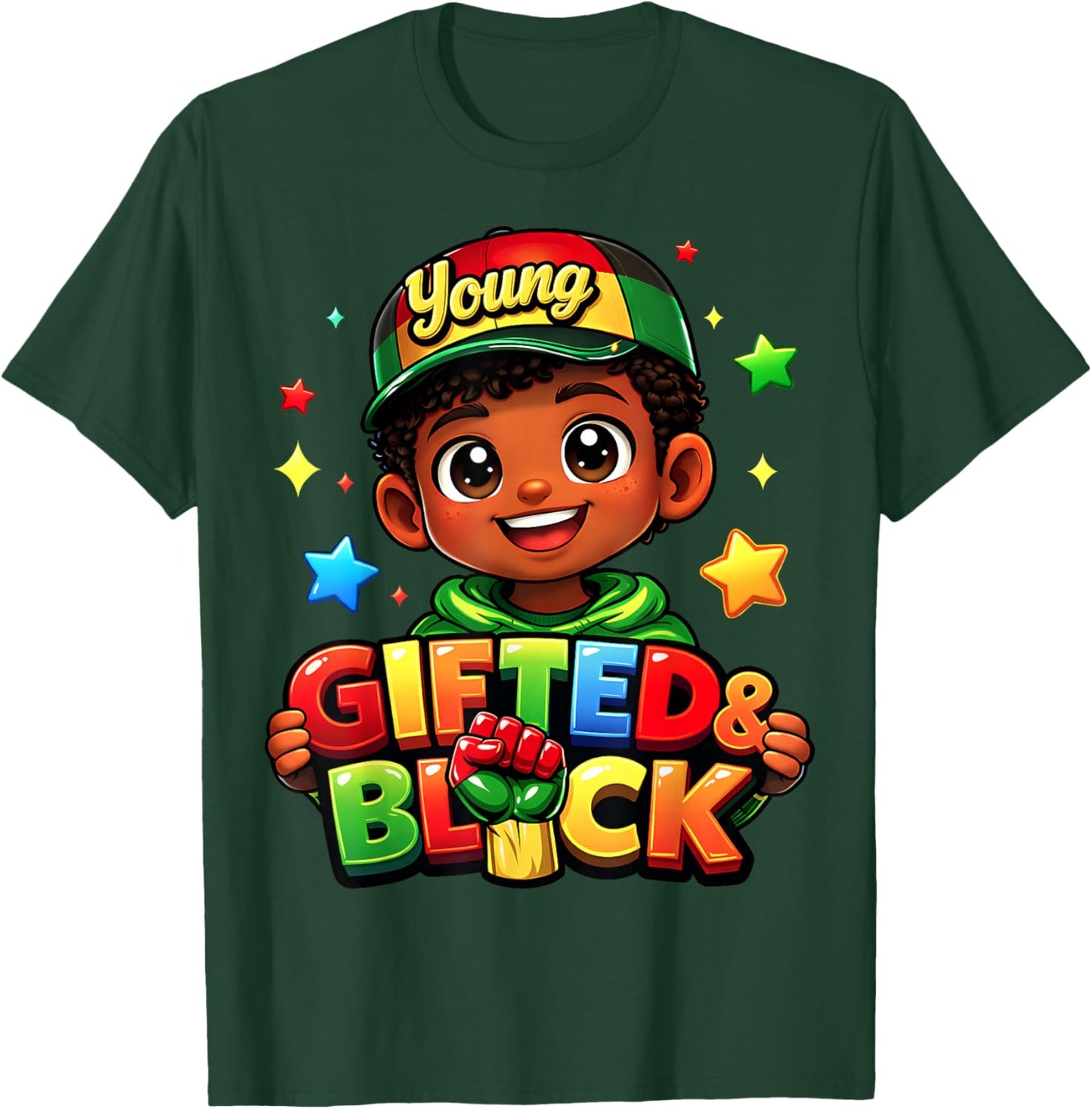 Young Gifted & Black History Month African American Boy Kids T-Shirt - T-Shirt | Forest