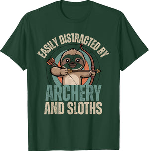 Funny Easily Distracted by Archery and Sloth for Kids T-Shirt - T-Shirt | Forest