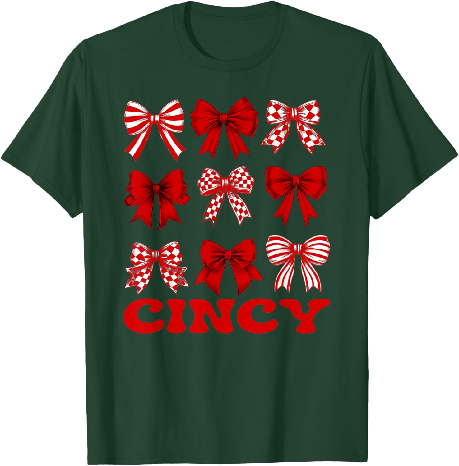 Cincinnati Ohio Cincy Coquette Cheer Bow Girls Kid T-Shirt - T-Shirt | Forest