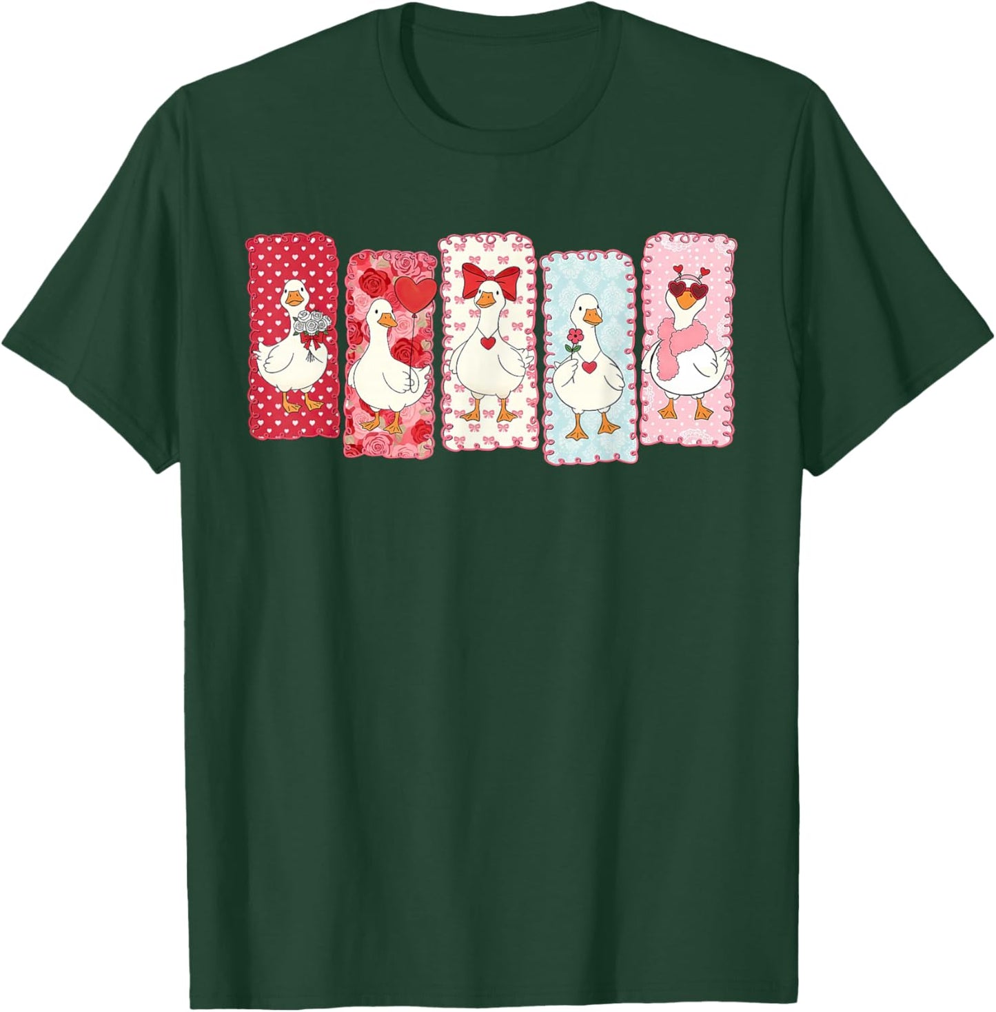 Cute Valentine Love Goose Portraits Coquette T-Shirt - T-Shirt | Forest