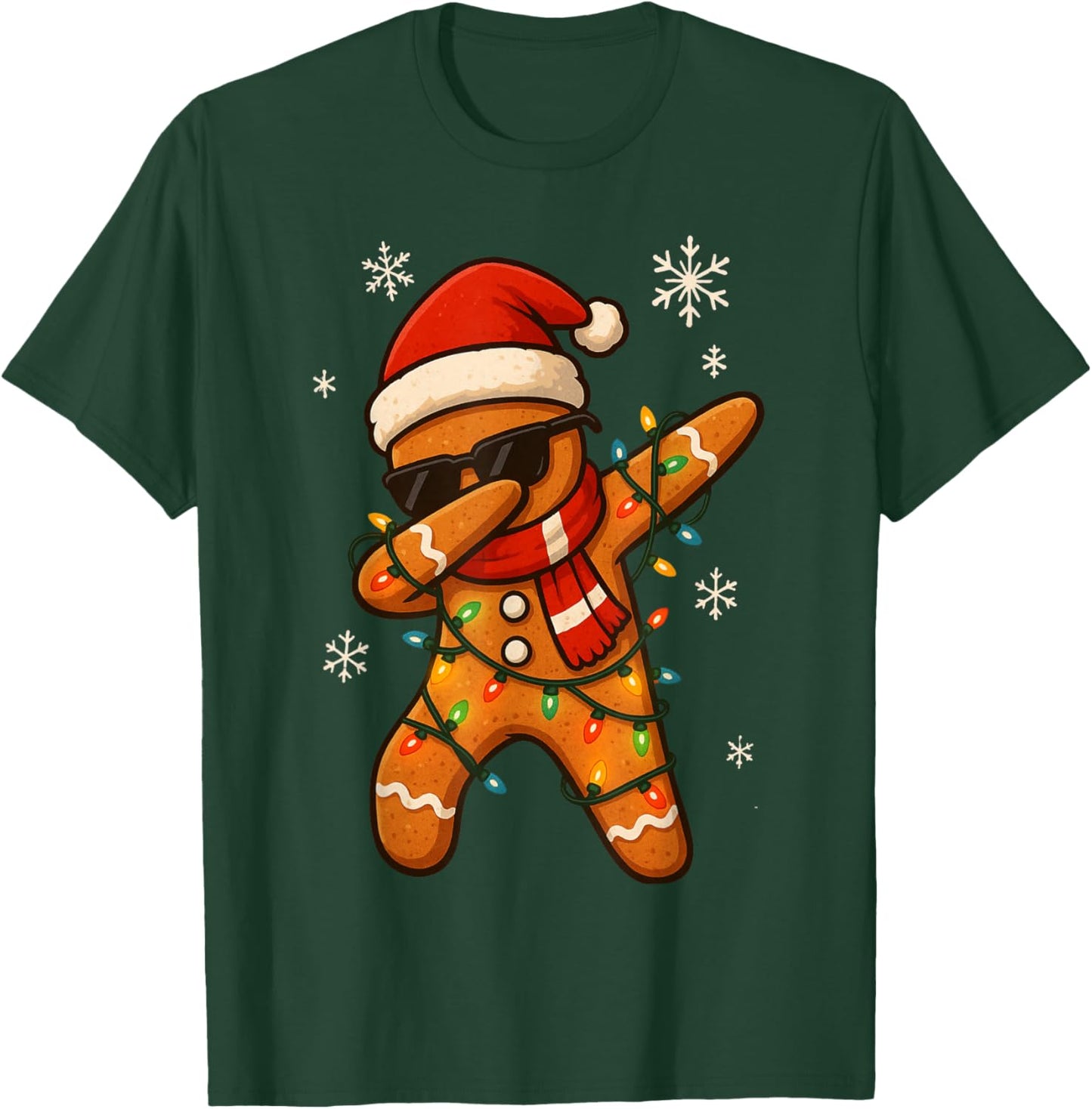 Dabbing Gingerbread Christmas Light Funny Xmas Dab Men Boys T-Shirt - T-Shirt | Forest