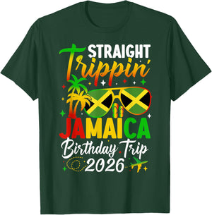 Straight Trippin' Jamaica Vacation 2026 Birthday Family Trip T-Shirt - T-Shirt | Forest