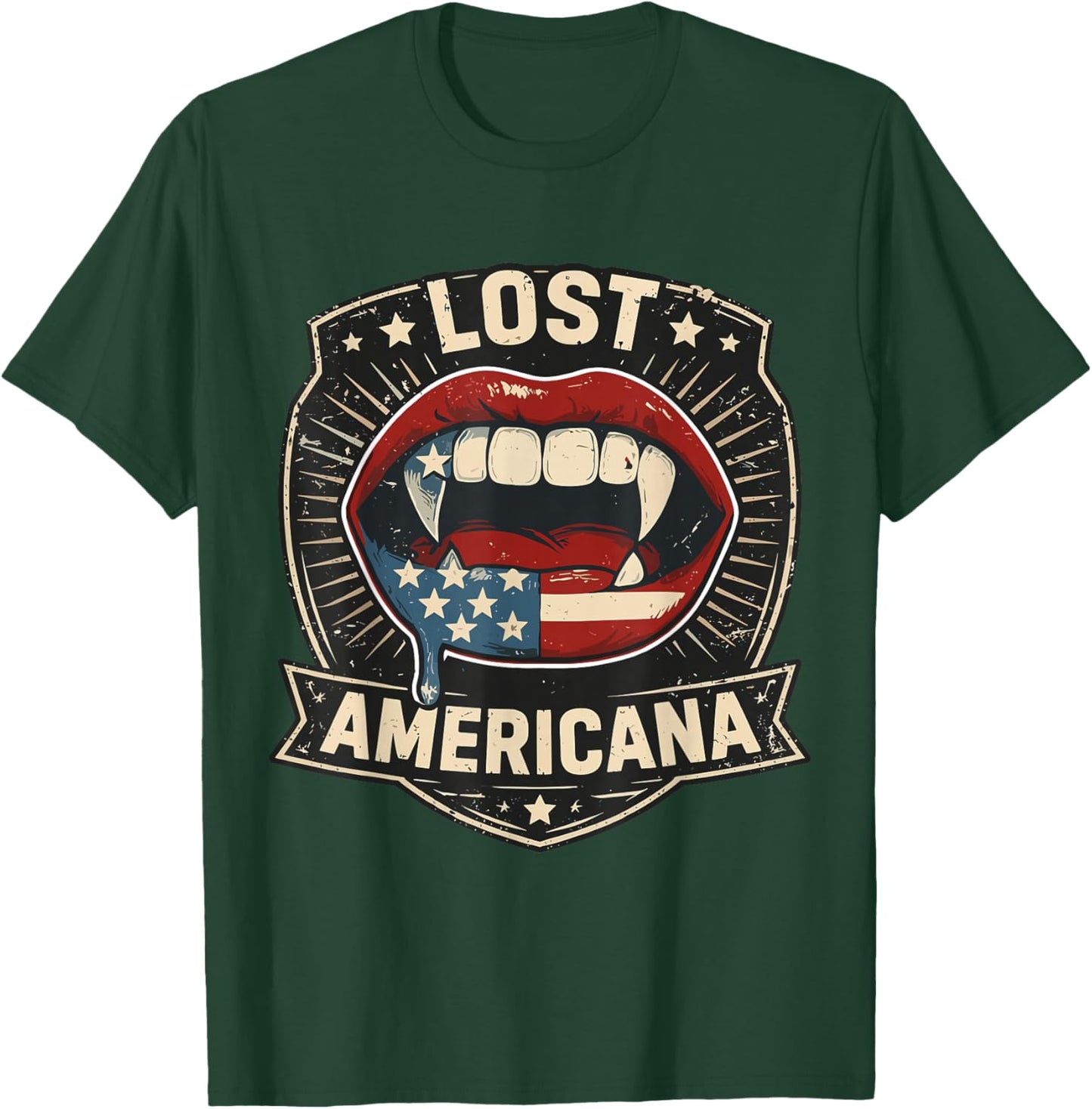 Lost Americana Vampire Patriotic Retro USA T-Shirt - T-Shirt | Forest