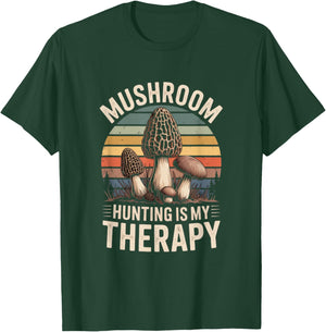 Mushroom Hunting is My Therapy Retro Morel Forager T-Shirt - T-Shirt | Forest