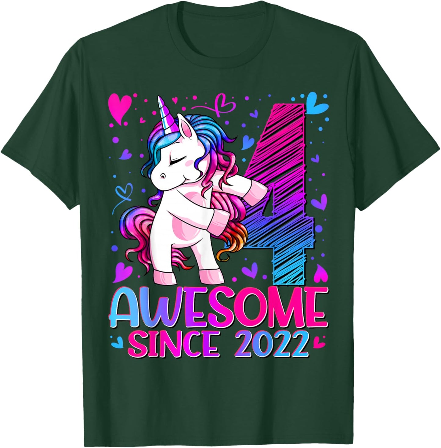 4th Birthday Shirt Girl 4 Year Old Gifts 4 Birthday Girl T-Shirt - T-Shirt | Forest