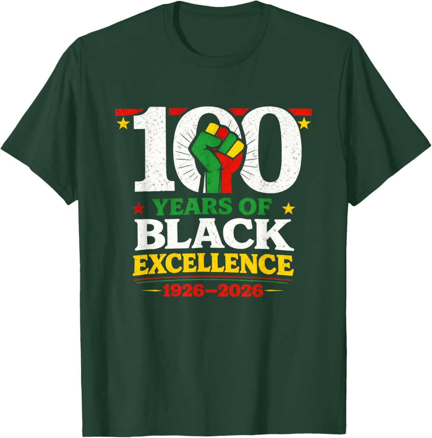 100 Years of Black Excellence Centennial Black History Month T-Shirt - T-Shirt | Forest