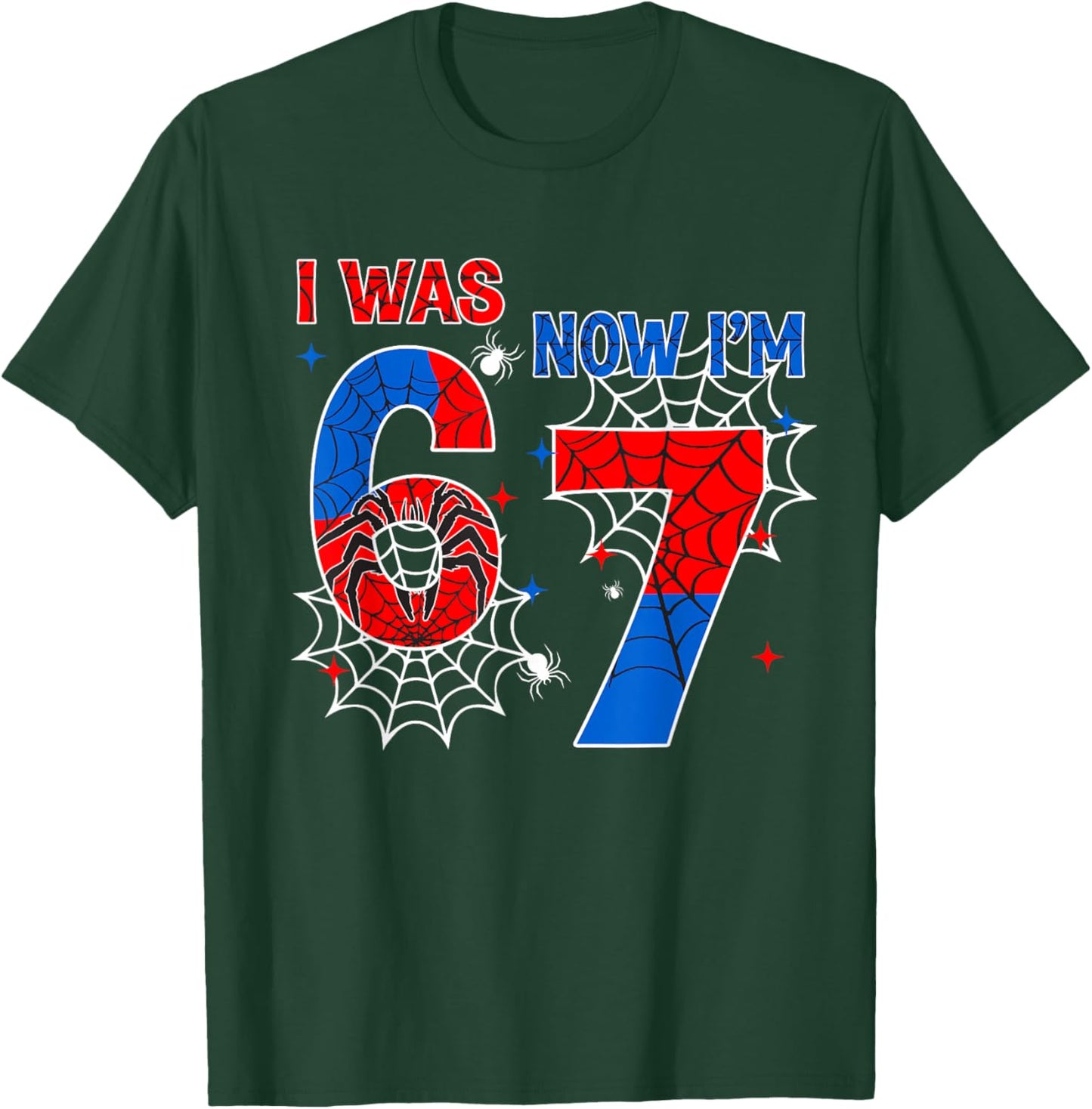 I was 6 Now Im 7 Spider Web Birthday Boys Gift Boy Kids T-Shirt - T-Shirt | Forest