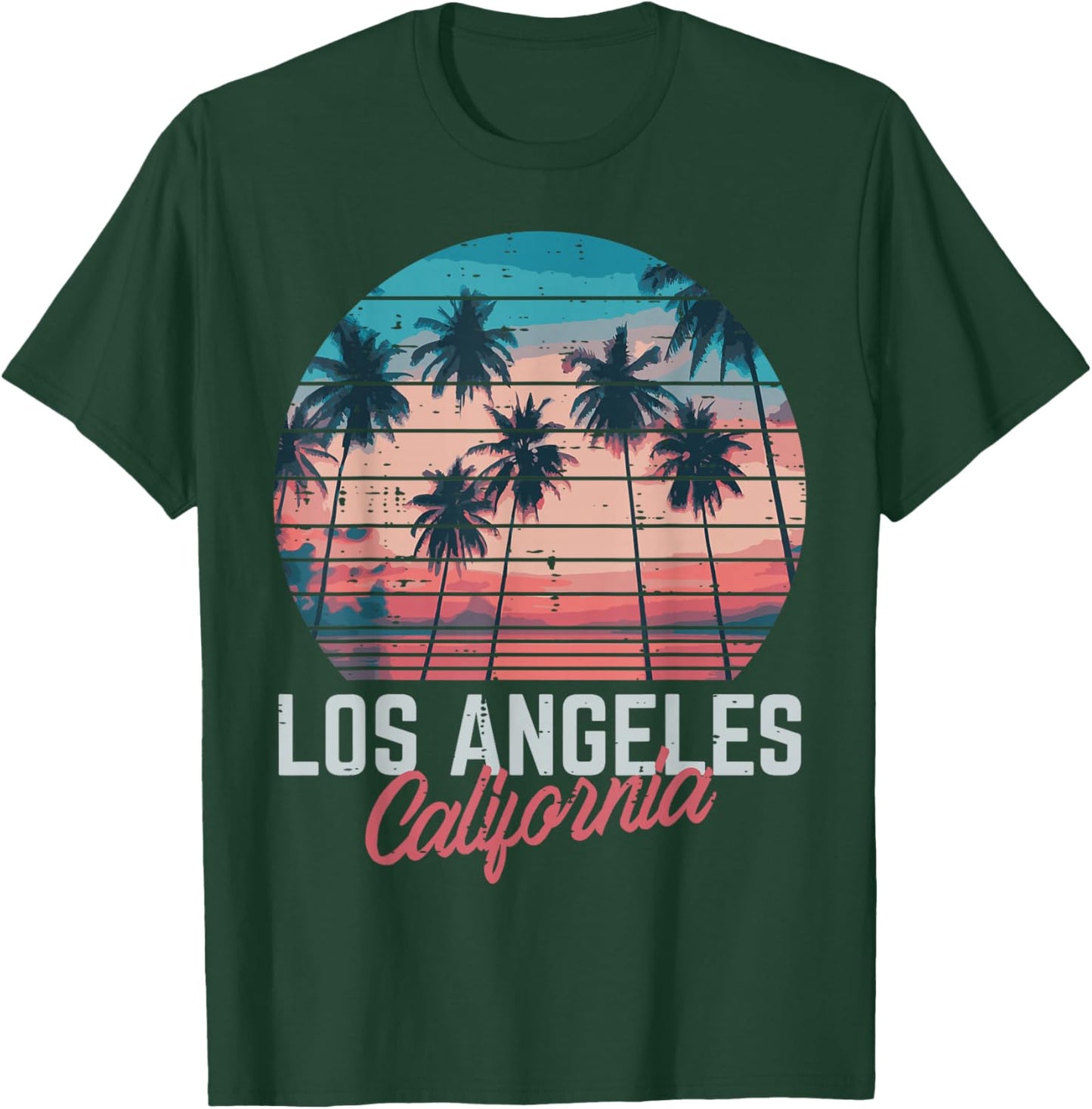 Los Angeles California Trees Retro Summer Vacation Men Women T-Shirt - T-Shirt | Forest