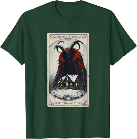 Vintage Krampus Tarot Card Merry Christmas Xmas Horror T-Shirt - T-Shirt | Forest
