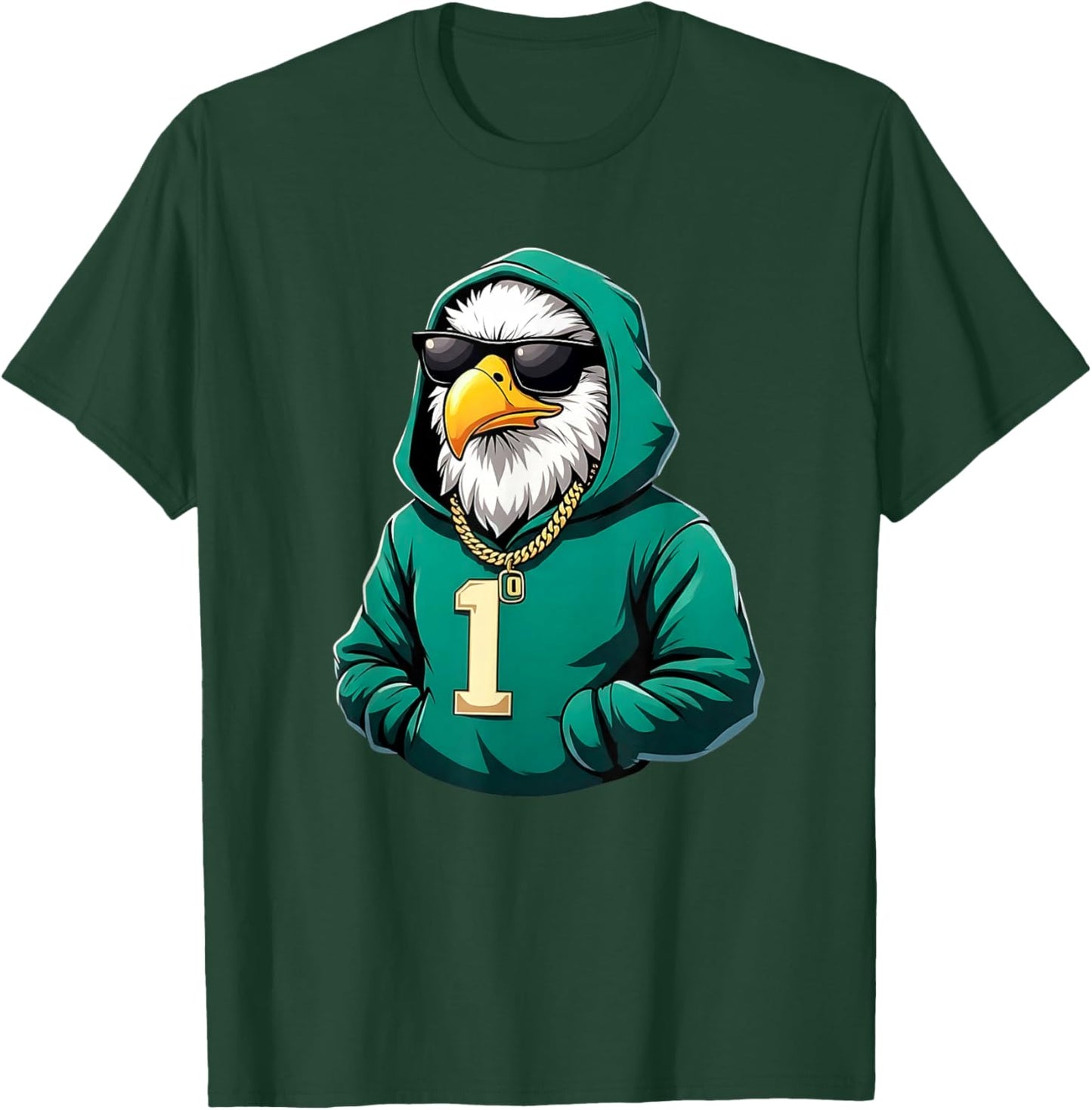 Vintage Eagle with Sunglasses Streetwear Graphic T-Shirt - T-Shirt | Forest