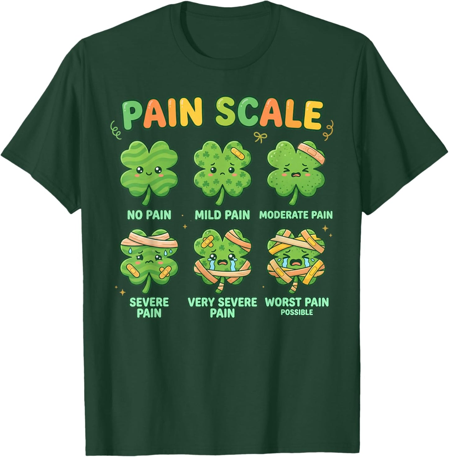 Pain Scale Shamrock Nurse St Patricks Day Pain Assessment T-Shirt - T-Shirt | Forest