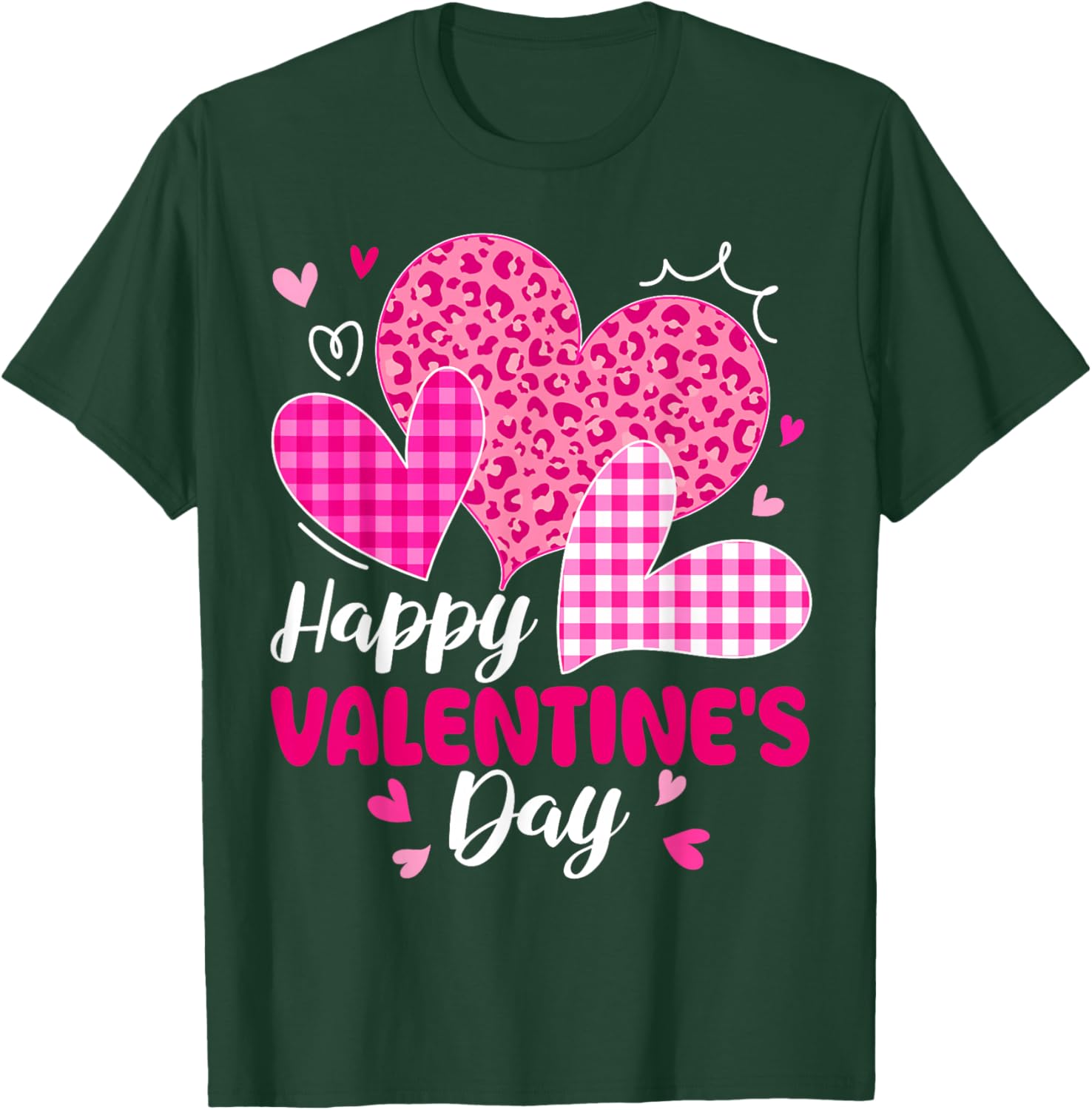 Happy Valentines Pink Leopard Heart Outfit Women Girl T-Shirt - T-Shirt | Forest