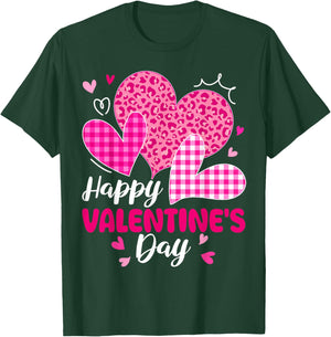Happy Valentines Pink Leopard Heart Outfit Women Girl T-Shirt - T-Shirt | Forest