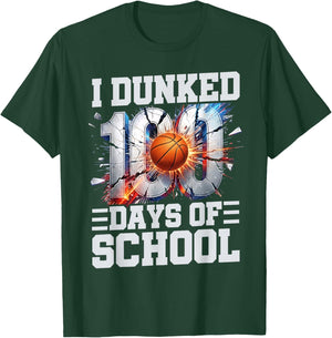 I Dunked 100 Days of School Basketball 100th Day of School T-Shirt - T-Shirt | Forest
