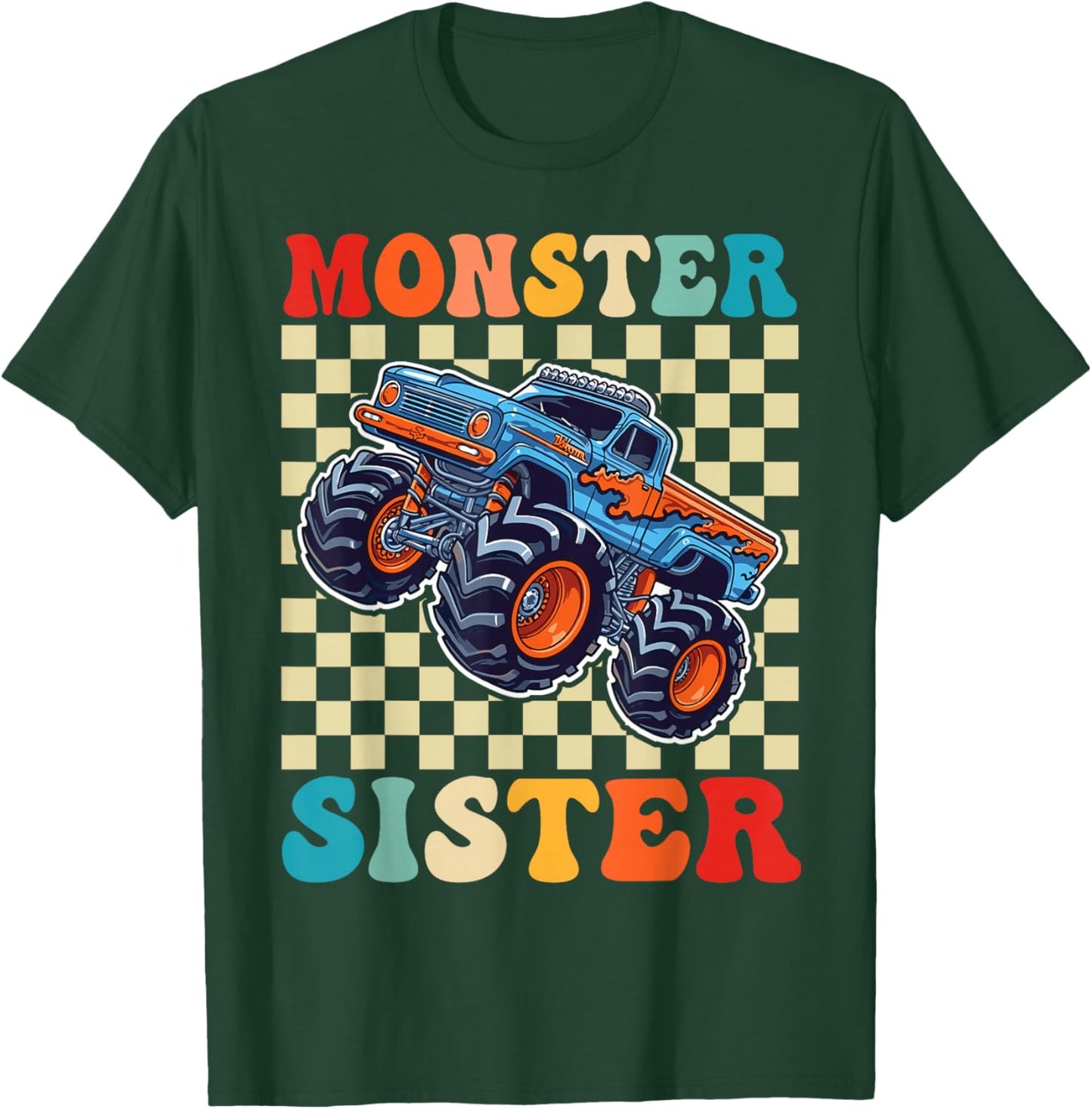 Monster Truck Sister Family Matching Monster Trucks Birthday T-Shirt - T-Shirt | Forest