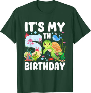 5 Year Old Birthday Girl 5th Sea Turtle Theme Party T-Shirt - T-Shirt | Forest