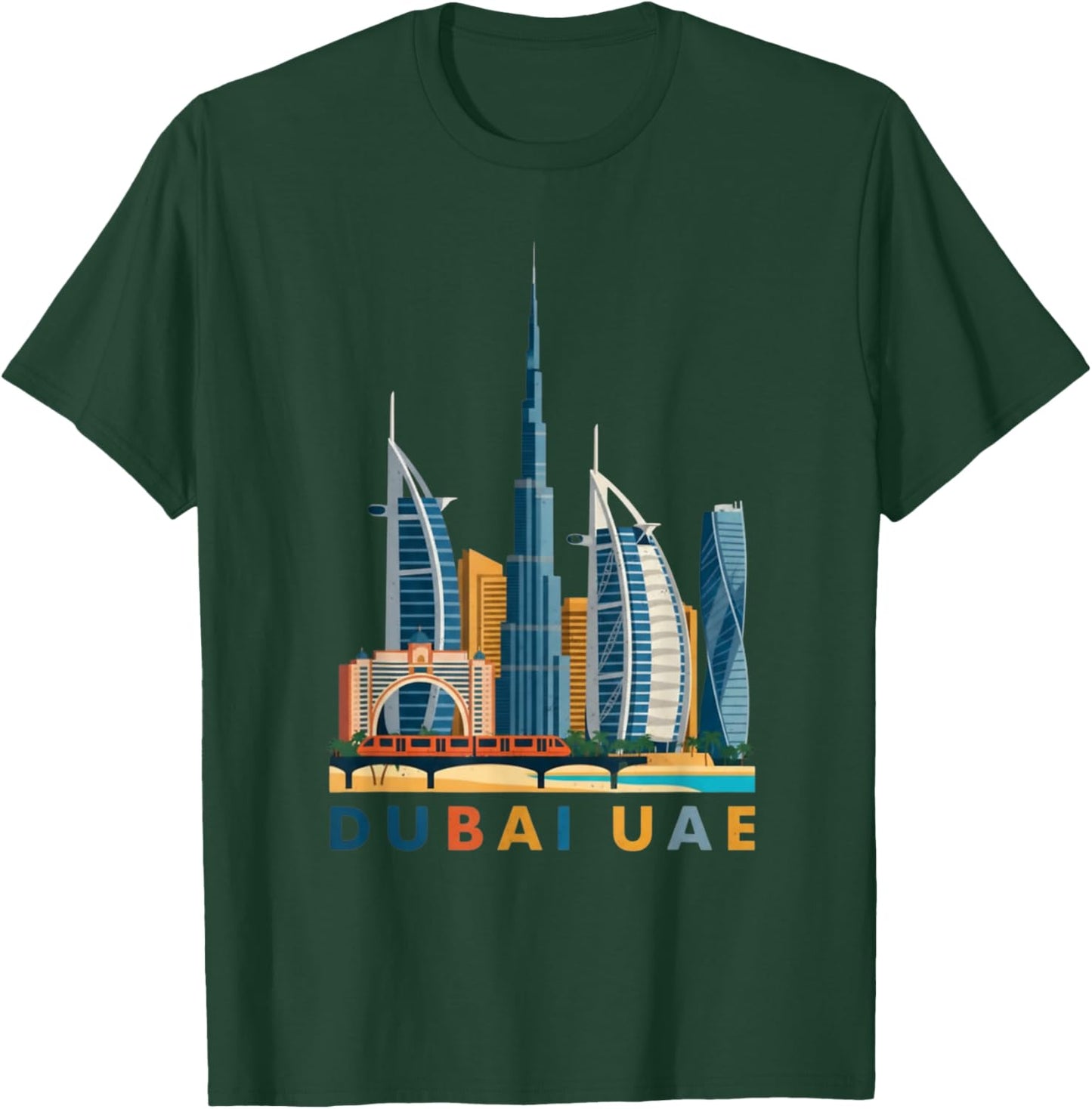 Dubai Skyline UAE Cityscape Travel Souvenir T-Shirt - T-Shirt | Forest