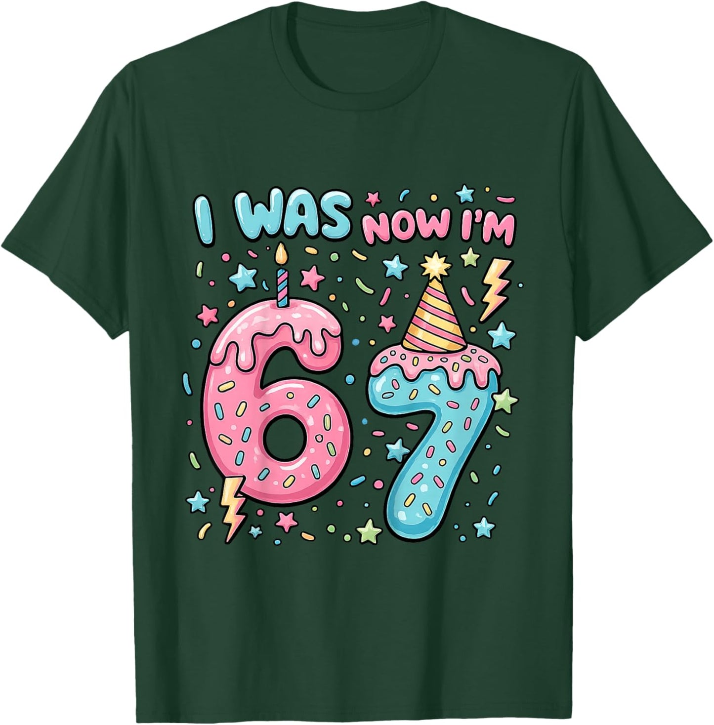 I was 6 Now Im 7 Birthday Shirt Dripping Style 7th Birthday T-Shirt - T-Shirt | Forest