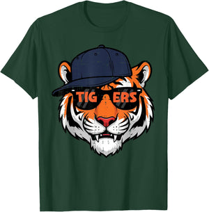 Tiger Cap Boys Youth Teen Kids Men Women Girls T-Shirt - T-Shirt | Forest