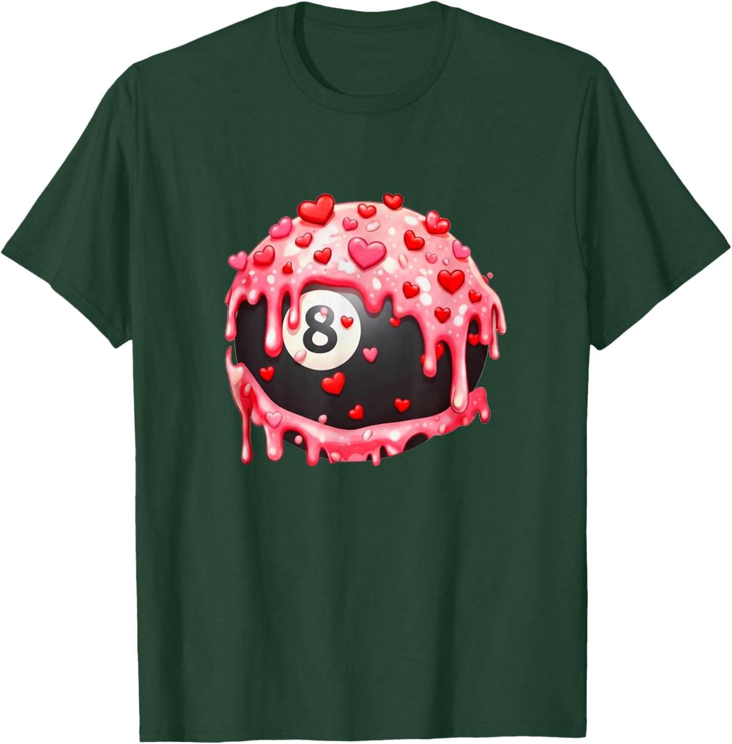 Billiards Valentines Day Ice Cream Drip Heart Boys Girls T-Shirt - T-Shirt | Forest