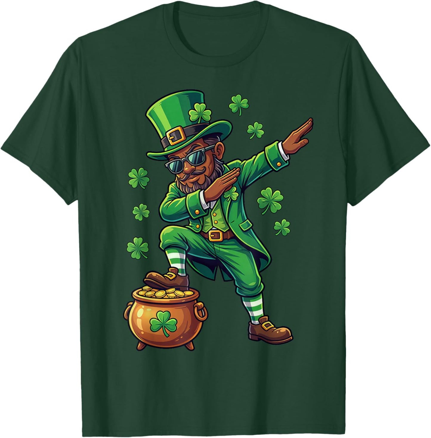 St Patricks Day Dabbing Leprechaun Boys Girls Men Dab T-Shirt - T-Shirt | Forest