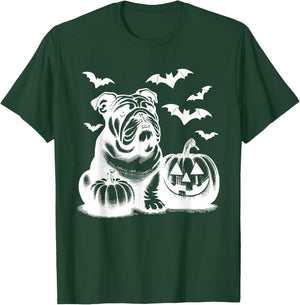 Halloween English Bulldog Pumpkin T-Shirt - T-Shirt | Forest