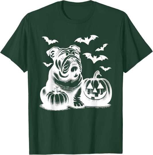 Halloween English Bulldog Pumpkin T-Shirt - T-Shirt | Forest