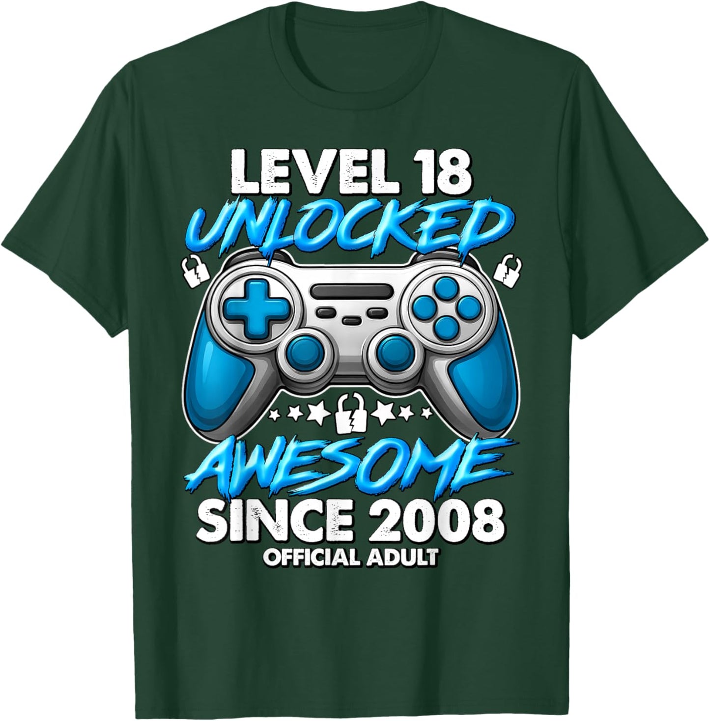 Official Adult Level 18 Unlocked Boys 18th Birthday Boy T-Shirt - T-Shirt | Forest
