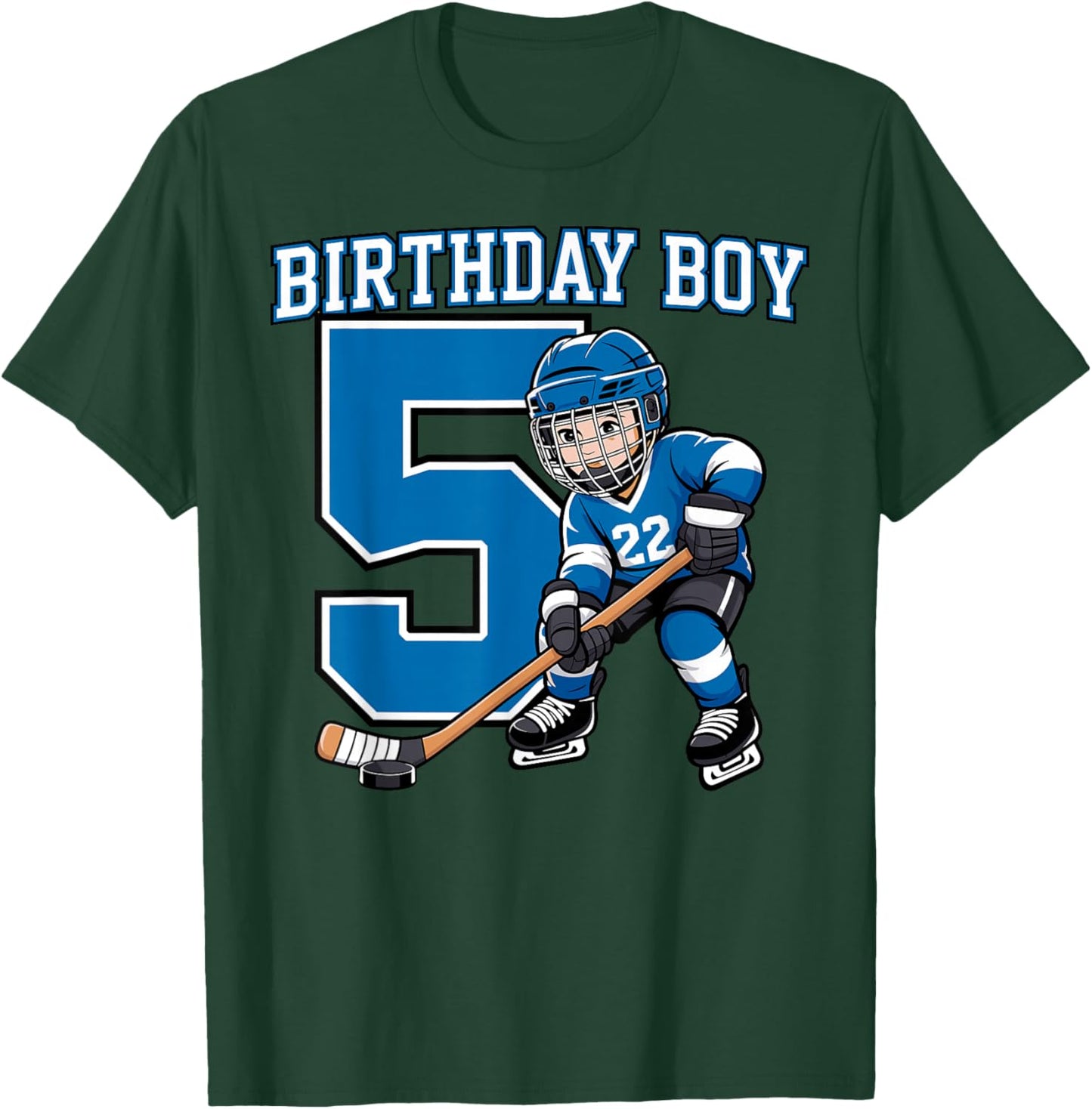 Ice Hockey 5 Years Birthday Boy 5th Bday Kids Hockey Party T-Shirt - T-Shirt | Forest