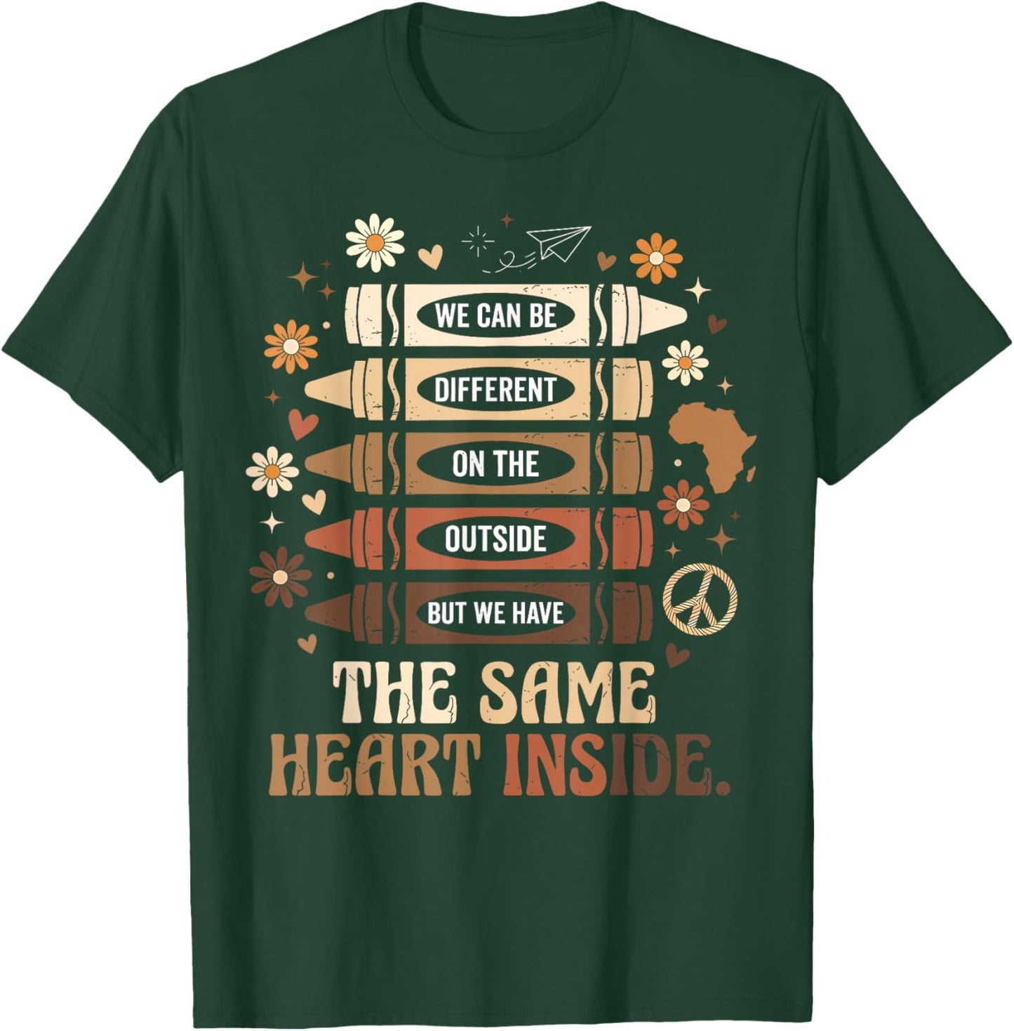 Black History Month We Have Same Heart Inside Teacher Kids T-Shirt - T-Shirt | Forest